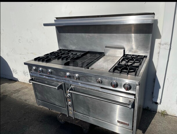 Commercial Dynasty 5 Burner Grill and Griddle 60 inch Gas Range 