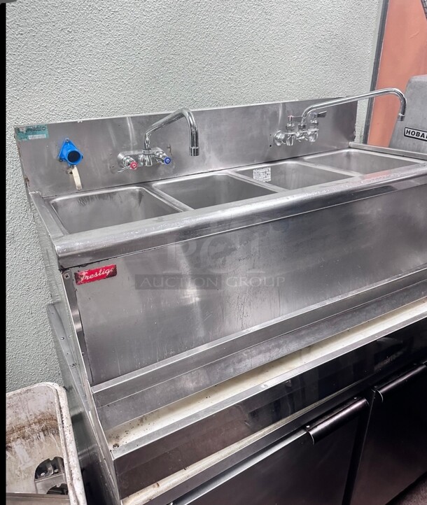 Commercial Heavy Duty 48 inch Stainless Steel 4 Compartment Bar Sink NSF - Image 1 of 5