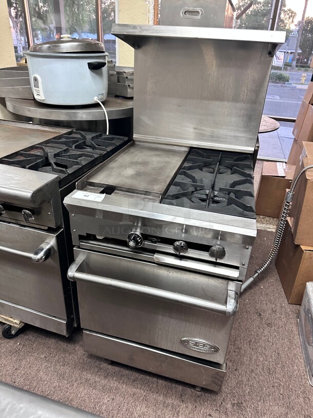 Certified Working DCS  24 inch 2 Burner Gas Range w/ 12 inch Griddle & Standard Oven, Natural Gas NSF - Image 1 of 8