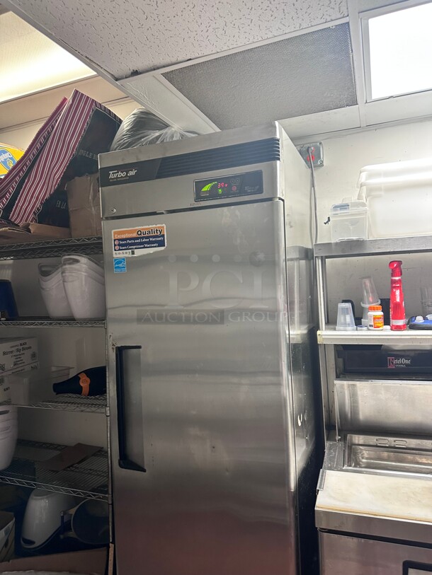 Late Model Turbo Air TSR-23SD 27 inch One Section Reach In Refrigerator, (1) Right Hinge Solid Door, 115v Working - Image 1 of 6