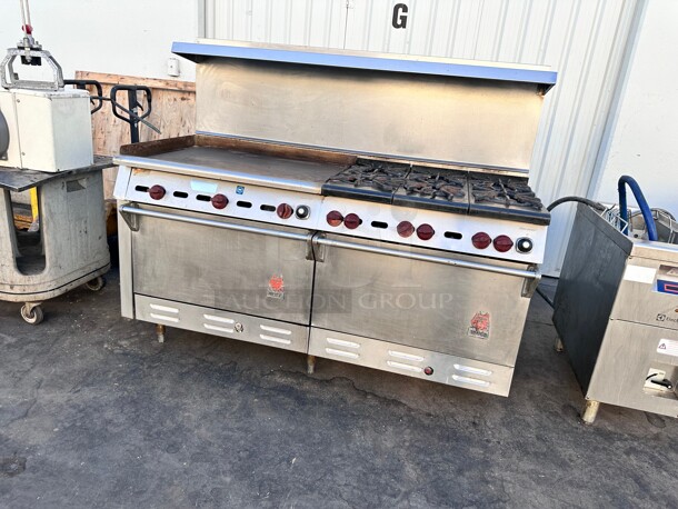 Wolf 72" Gas Stove With 36" Griddle and 6 Burner Stove With Two Ovens Tested and Working! - Image 4 of 8