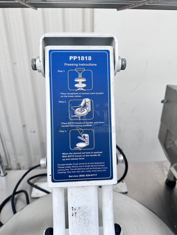 Late Model DoughPro PP1818 Manual Heated  Pizza Dough Press 115 Volt Tested and Working - Image 4 of 6