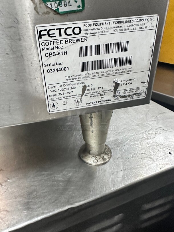 Clean Fetco CBS-61H C61016 Stainless Steel Single Automatic Coffee Brewer - 120/208-240V NSF Working - Image 7 of 7