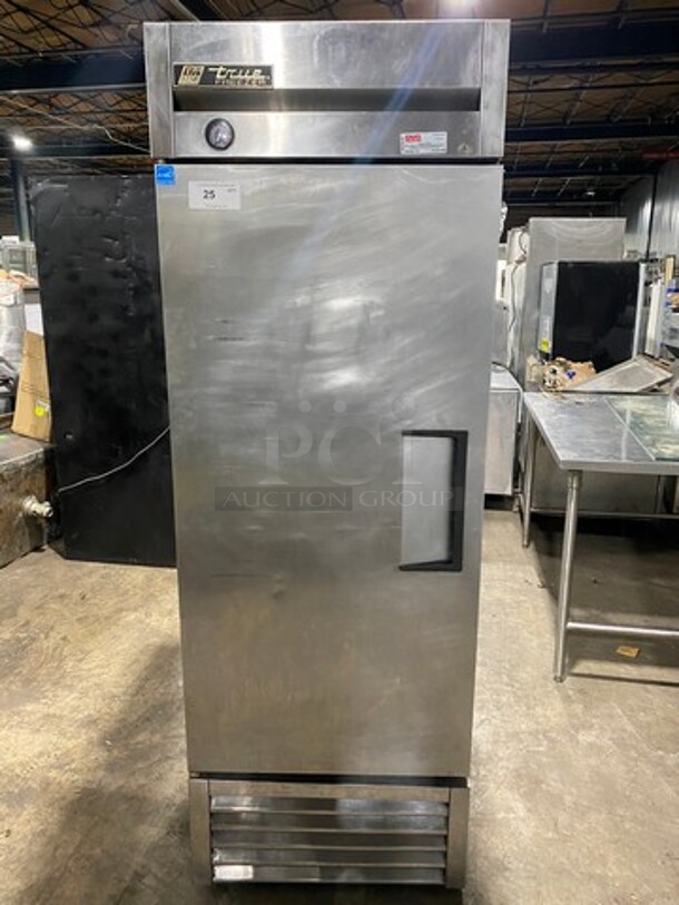 NICE! True Single Door Reach-In Freezer! With Poly Coated Racks! Solid Stainless Steel! Model: T23F SN: 7510251 115V 60HZ 1 Phase