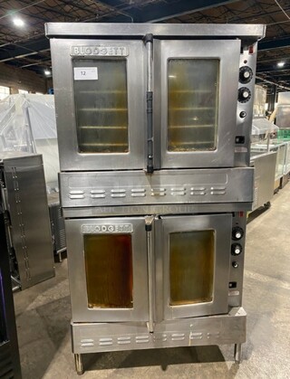 2 Blodgett Stainless Steel Commercial Natural Gas Powered Full Size Convection Ovens w/ View Through Doors, Metal Oven Racks and Thermostatic Controls. 2 Times Your Bid!