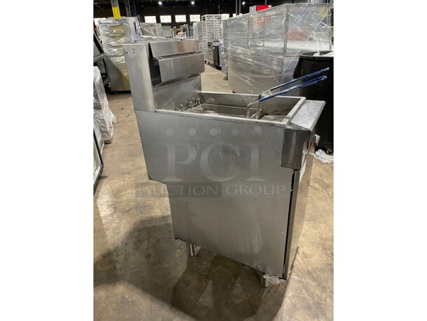 Cookline Commercial Natural Gas Powered 4 Burner Deep Fat Fryer! With Backsplash! With Two Frying Baskets! All Stainless Steel! On Legs! - Image 2 of 9