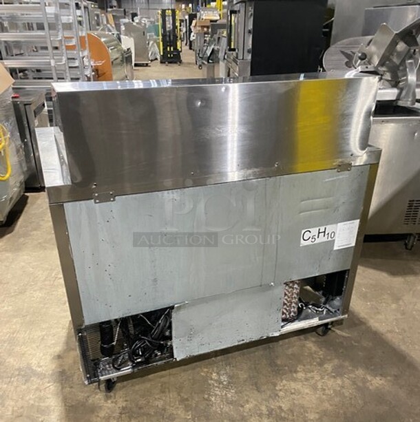 NICE! Bison Commercial Refrigerated Mega Top Sandwich Prep Table! With 2 Door Storage Space Underneath! With Poly Coated Racks! All Stainless Steel! On Casters! Model: BST4818 SN: BST481800320102500K80011 115V 1PH - Image 3 of 10