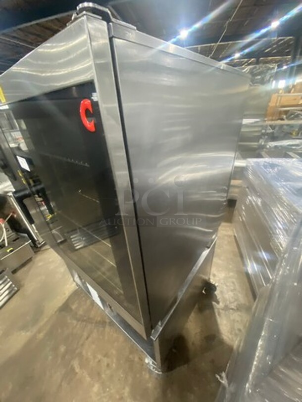 Sweet! LAte MOdel! CLEVELAND CONVOTHERM   Stainless Steel Commercial Natural Gas Powered Combination Convection Oven on Stainless Steel Equipment Stand w/ Built In Pan Rack! On Commercial Casters! Model C4eD 10.20 GS 120V/60Hz/1 Phase - Image 4 of 10