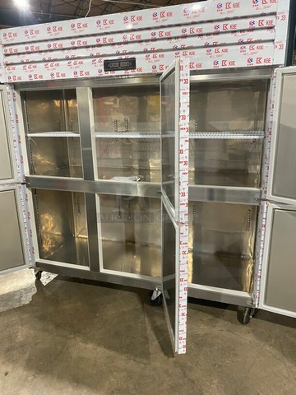 WOW! BRAND NEW! OUT OF THE BOX! LATE MODEL! 2021 Stainless Steel Commercial 6 Half Door Reach In Cooler! On Casters! Model: WG16L 110V - Image 5 of 10