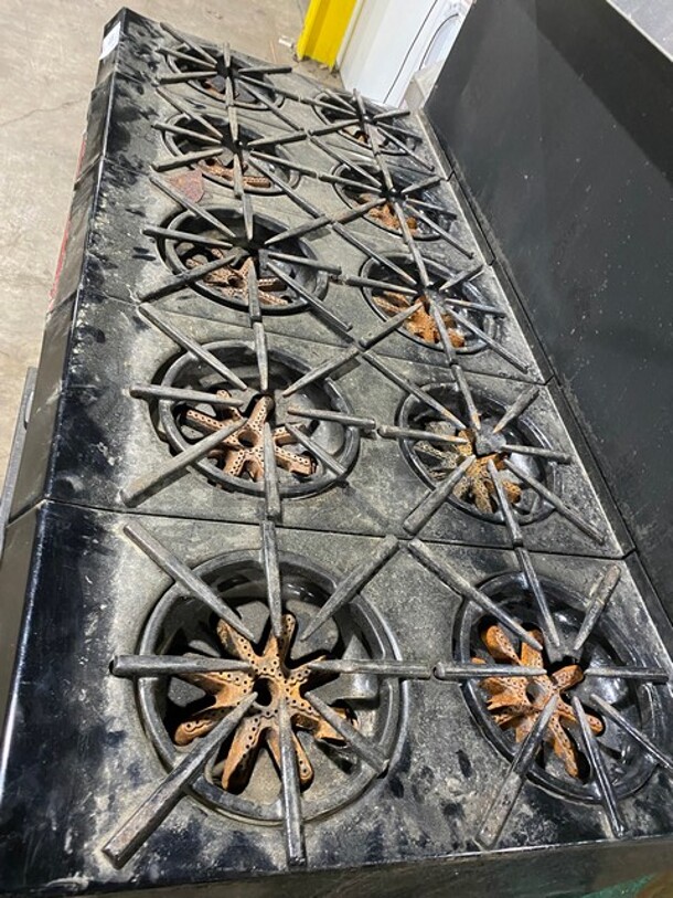 Garland Stainless Steel Commercial Natural Gas Powered 10 Burner Stove! With 2 Full-Sized Ovens! With Metal Oven Racks! With Raised Back Splash & Salamander Shelf! - Image 5 of 10