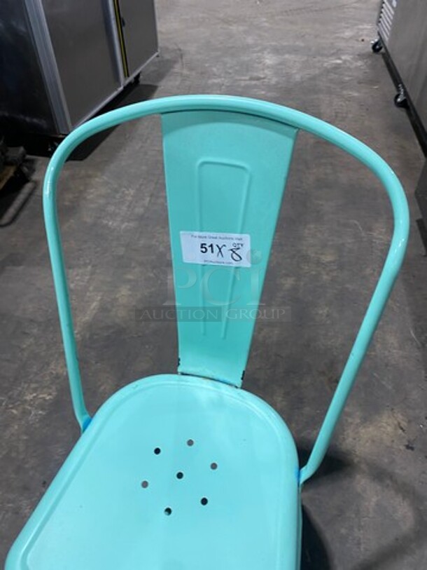 LIKE NEW! Light Blue Coated Tolix Style Metal Chairs! 8x Your Bid! - Image 6 of 6