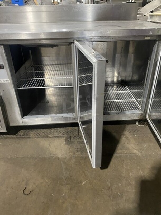 Custom Cool Refrigerated Lowboy/Worktop Cooler! With Raised Back Splash! All Stainless Steel! With 3 Door Cold Storage Underneath! 115V 1Phase! On Casters!  - Image 5 of 10