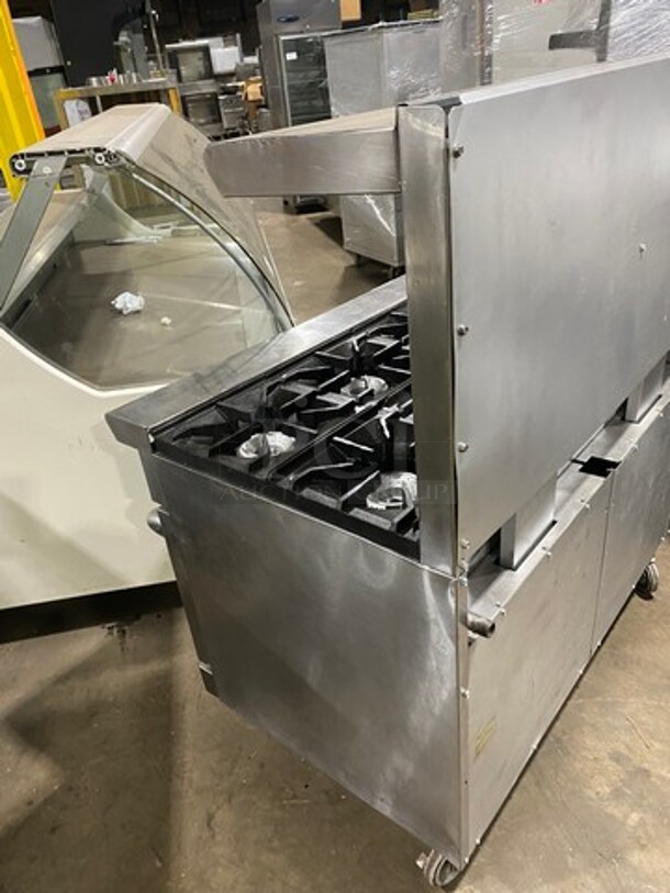 American Range Commercial Natural Gas Powered 8 Burner Stove! With Raised Back Splash And Salamander Shelf! With 2 Oven Underneath! Metal Oven Racks! All Stainless Steel! On Casters! - Image 4 of 10
