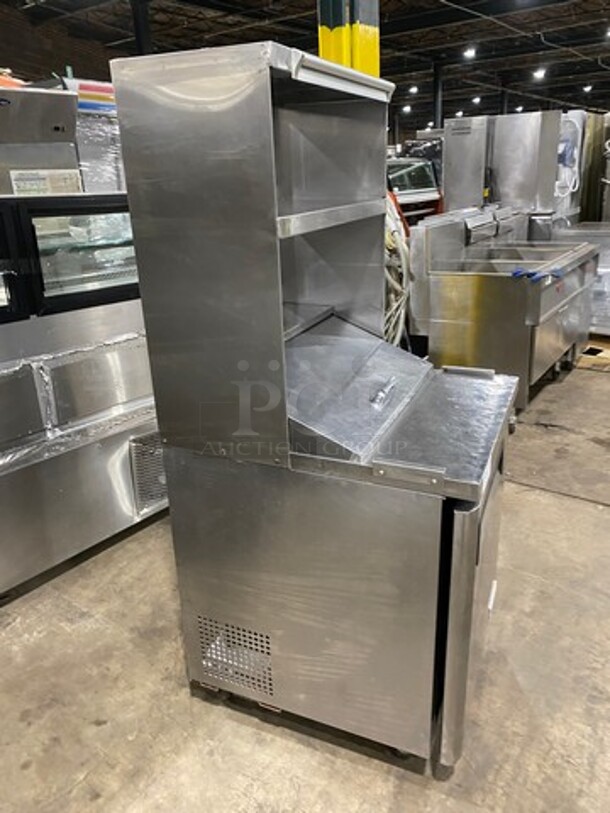 Turbo Air Refrigerated Salad Bar Island! With Double Over Head Shelf Storage! Single Door Storage Space Underneath! All Stainless Steel! On Casters! Model: MST28 115V - Image 2 of 10