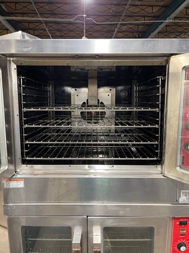 Vulcan Commercial Natural Gas Powered Double Deck Convection Oven! With View Through Doors! Metal Oven Racks! All Stainless Steel! On Casters! 2x Your Bid Makes One Unit! WORKING WHEN REMOVED! - Image 4 of 8