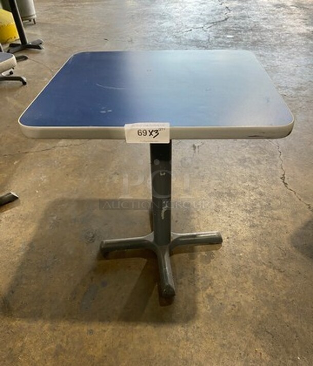 Blue Top Square Table! With Black Metal Body! 3x Your Bid! - Image 1 of 7