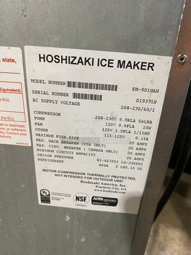 Hoshizaki Commercial Ice Making Machine Head! All Stainless Steel! Model: KM901MAH SN: D19371H 208/230V 60HZ 1 Phase - Image 7 of 7