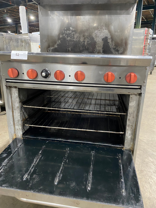 Tristar Commercial Natural Gas Powered 6 Burner Stove! With Full Size Oven Underneath! With Raised Backsplash And Salamander Shelf! All Stainless Steel! On Legs! Model: 36CPGV6B30N SN: 996991412010 - Image 7 of 11