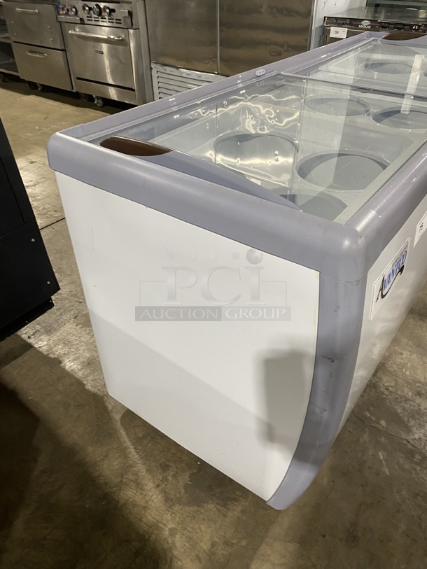 BRAND NEW SCRATCH AND DENT! Avantco 360ADC12HC Metal Commercial Floor Style Ice Cream Dipping Cabinet Merchandiser w/ Ice Cream Tub Collars. Stock Picture Used For Gallery Picture. 115 Volts, 1 Phase.  - Image 3 of 8