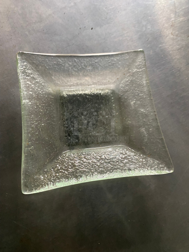 CUTE! Square 3" Crystal Clear Saucers! 3x Your Bid! Includes Black Poly Crates! - Image 4 of 6