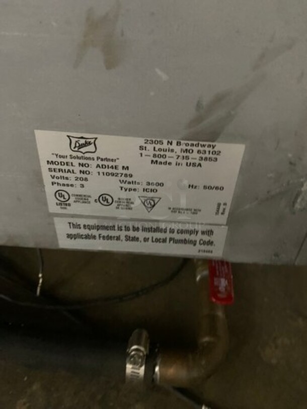 Duke Commercial Electric Powered 4 Well Steam Table! All Stainless Steel! Model: ADI4EM SN: 11092789 208V 60HZ 3 Phase - Image 6 of 7