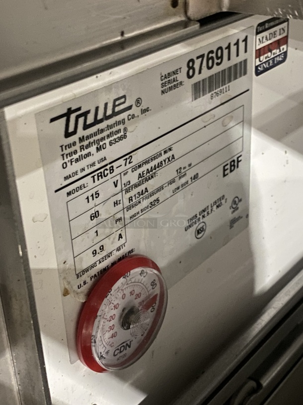 True All Stainless Steel Commercial Refrigerated 4 Drawer Chef Base! On Casters! MODEL TRCB-72 Serial 8769111 115V/60Hz/1 Phase  - Image 6 of 7