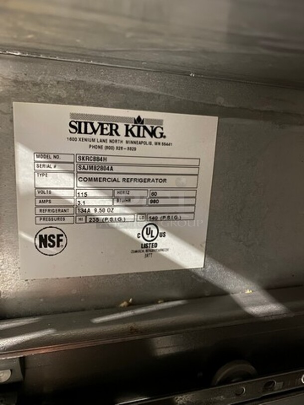 Silver King Commercial Refrigerated Chef Base! With 4 Drawer Storage Space! All Stainless Steel! On Casters! Model: SKRCB84H SN: SAJM82804A 115V 60HZ 1 Phase - Image 8 of 9