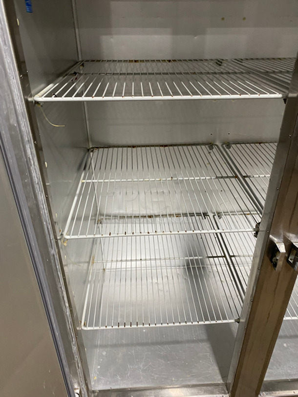 COOL! Traulsen 2 Door Reach In Freezer Unit! With Poly Coated Racks! All Stainless Steel! On Casters! Model: G22010 SN: TT50688J13 115V 60HZ 1 Phase - Image 6 of 10