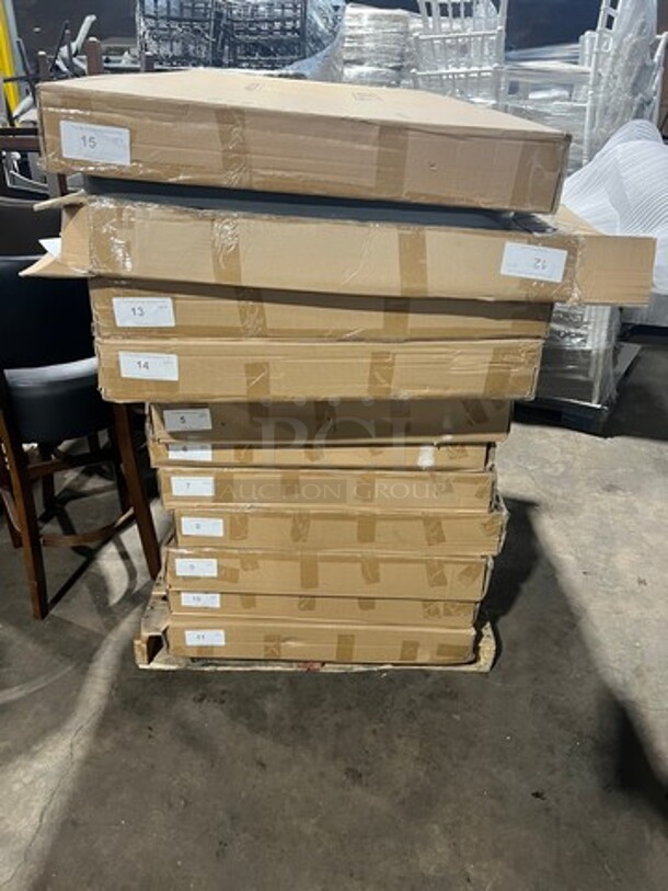 Brand New In The Box! DT All Alluminum Dark Gray Slats Dining Table! 30" By 60" With Legs! Perfect For Outdoors!  - Image 8 of 9