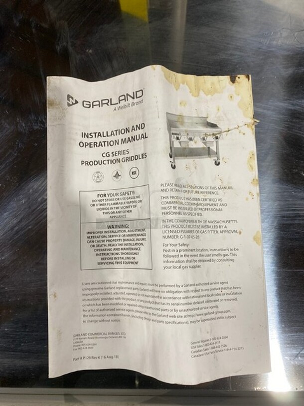 BRAND NEW! OUT OF THE BOX! Garland Commercial Natural Gas Powered Countertop MIRROR SHINE Flat Griddle! With Thermostatic Controls! With Back & Side Splash! All Stainless Steel! On Legs! - Image 8 of 10