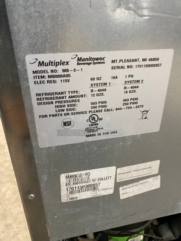 AMAZING! Manitowoc Multiplex Smoothie Workstation! On Single Door Undercounter Cooler! With Poly Bins! All Stainless Steel! On Casters!  Model: MB81 SN: 1701150000857 115V 60HZ 1 Phase - Image 8 of 9