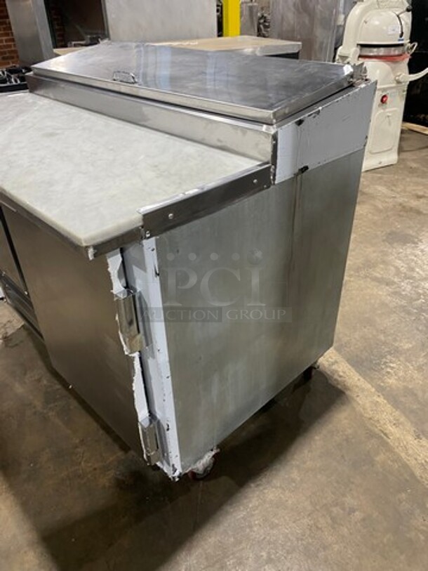LATE MODEL! 2018 Leader Commercial Refrigerated Marble Top Pizza Prep Table! With 2 Door Underneath Storage Space! All Stainless Steel! On Casters! Model: PT48 SN: AB02M2705A 115V 60HZ 1 Phase - Image 2 of 10