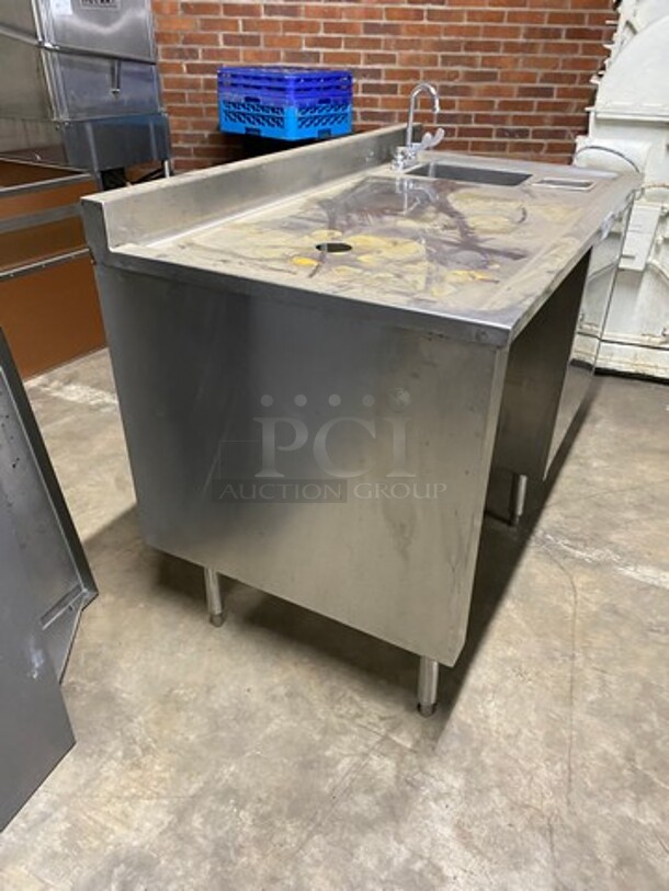 All Stainless Steel Commercial Custom-Made Workstation! With Built In Hand Sink! With Faucet And Handles! With Back Splash! With Storage Space Underneath! All Stainless Steel! On Legs! - Image 2 of 8