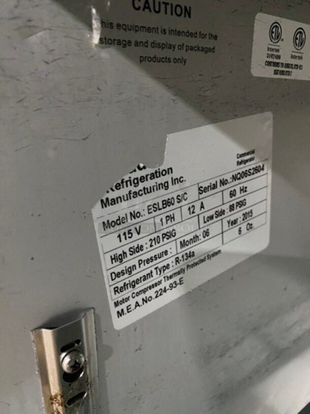 2015 Leader Commercial 2 Door Lowboy/Worktop Cooler! With Poly Coated Racks! All Stainless Steel! On Casters! Model: ESLB60SC SN: NQ06S2604 115V 60HZ 1 Phase - Image 7 of 8