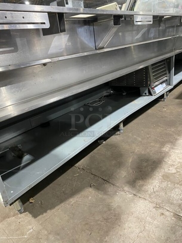 AMAZING! Duke Stainless Steel Commercial Subway Prep Line w/ Lowering Sneeze Guards! (1) Hot Well, (2) Refrigerated Prep Tables! - Image 6 of 12