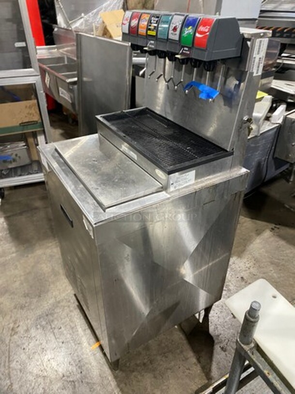 Cornelius Commercial 8 Spout And Ice Dispenser Beverage System! On Commercial Ice Bin! All Stainless Steel! On Legs! Model: CB2323AK SN: 74P1615KD160 115V - Image 2 of 10