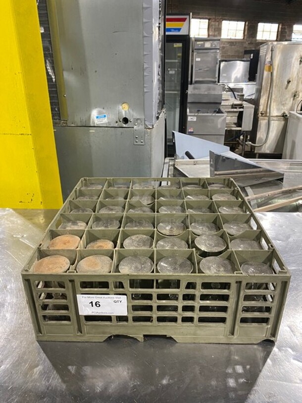 ALL ONE MONEY! Clear Glass Stemmed Drinking Glasses! Includes Poly Cup Crate! - Image 1 of 5