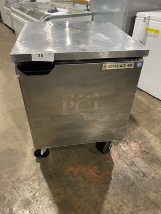 Beverage Air Commercial Single Door Lowboy/Worktop Freezer! All Stainless Steel! On Casters! Model: WTF27A SN: 10502225 115V 60HZ 1 Phase