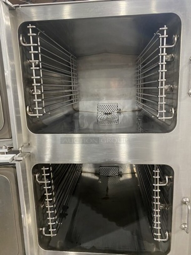 Sweet! Cleveland Natural Gas Powered Dual Cabinet Convection Steamer! All Stainless Steel! Model 6CG11300 Serial I107077-89F-01! ON Legs!  - Image 5 of 9