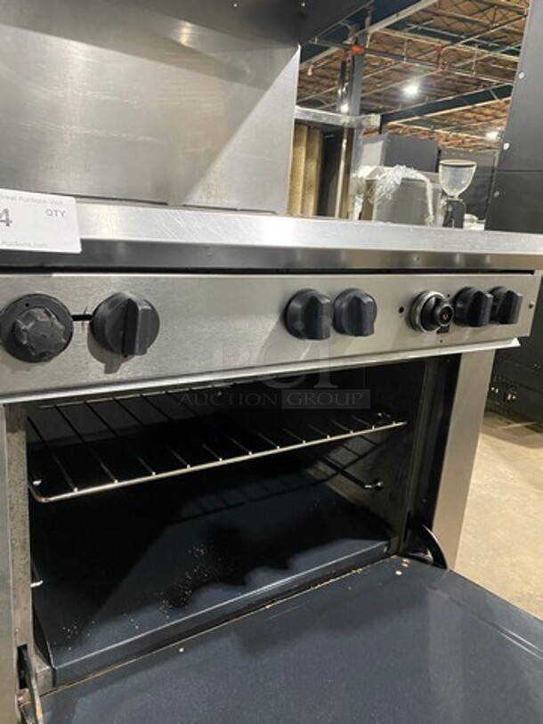 Southbend Commercial Natural Gas Powered 6 Burner Stove! With Raised Back Splash And Salamander Shelf! With Oven Underneath! All Stainless Steel! On Legs! - Image 8 of 9