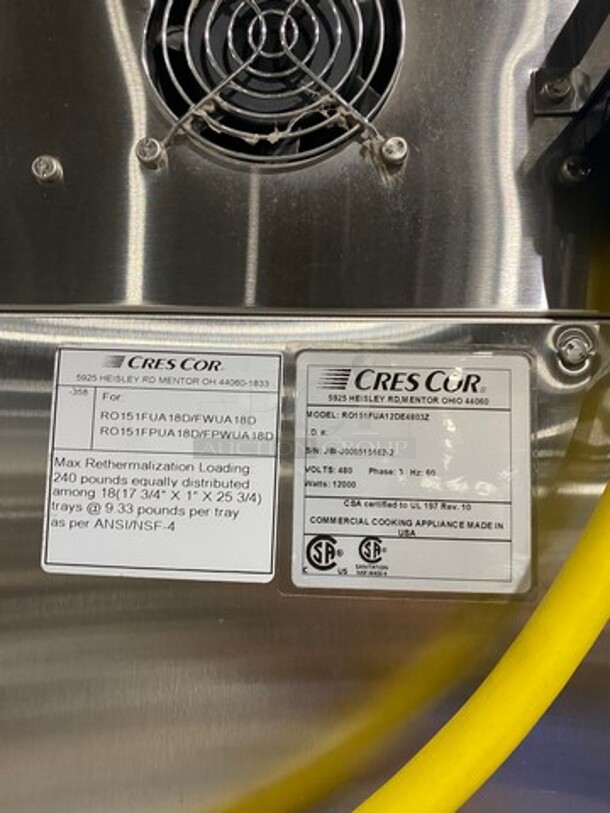 Cres Cor Commercial Electric Powered Split Door Roast-N-Hold Oven! All Stainless Steel! On Casters! Model: RO151FUA12DE4803Z SN: JBIJ0005151622 480V 60HZ 3 Phase - Image 8 of 9