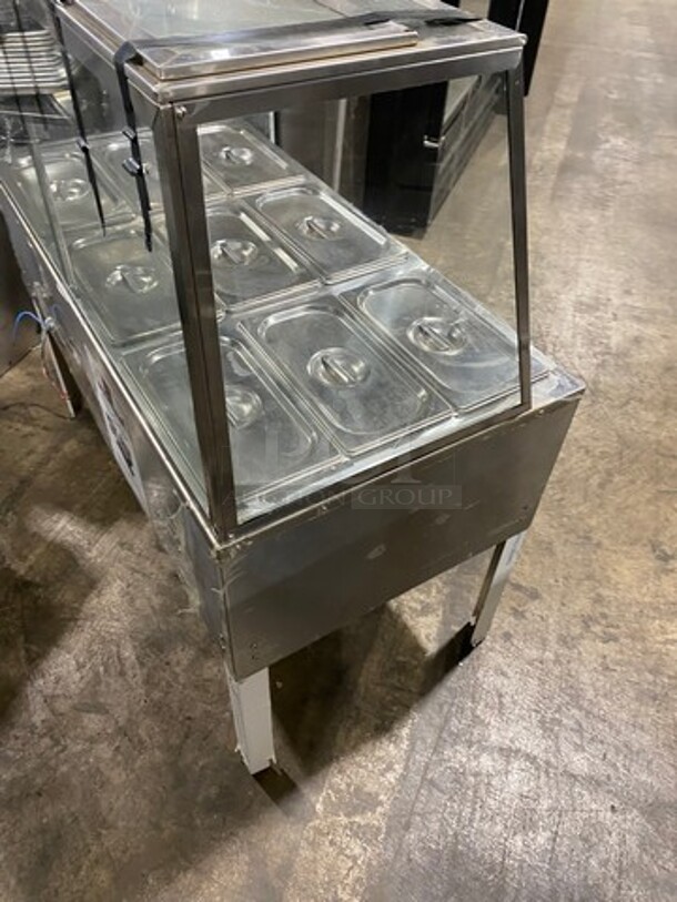DUKE Stainless Steel Commercial Electric Powered 3 Bay Steam Table! On legs! With Sneeze Guard!  Model E303M Serial 12063092 - Image 2 of 8