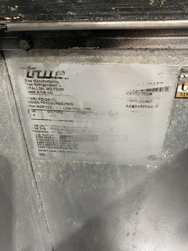 True Commercial Under The Counter Beer Bottle Cooler! With Single Stainless Steel Sliding Top Door! Model: TD3612 115V! - Image 6 of 7