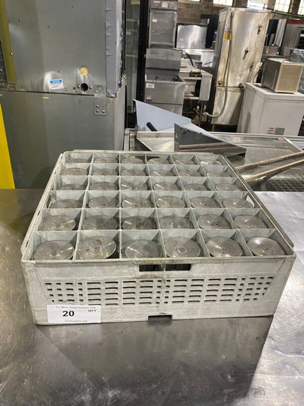 ALL ONE MONEY! Clear Glass Stemmed Drinking Glasses! Includes Poly Cup Crate! - Image 1 of 5