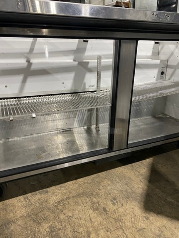 True Commercial Refrigerated Sandwich Prep Table! With 2 Door Underneath Storage Space! With Poly Coated Racks! All Stainless Steel! On Casters! WORKING WHEN REMOVED! Model: TSSU6024MBST SN: 7169280 115V 60HZ 1 Phase - Image 5 of 10