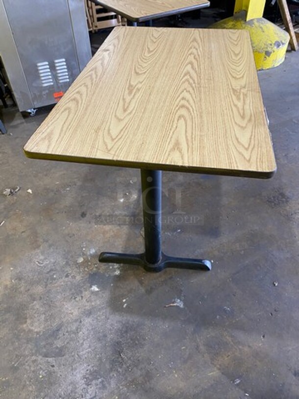 Wooden Pattern Top Rectangular Table! With Black Metal Base! - Image 3 of 6