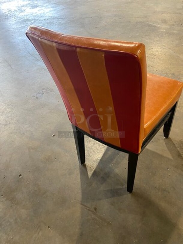 NICE! Orange Cushioned Chair! With Black Wooden Legs! 3x Your Bid - Image 4 of 9