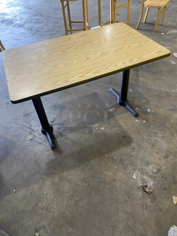 Wooden Pattern Top Rectangular Table! With Black Metal Base! - Image 4 of 6