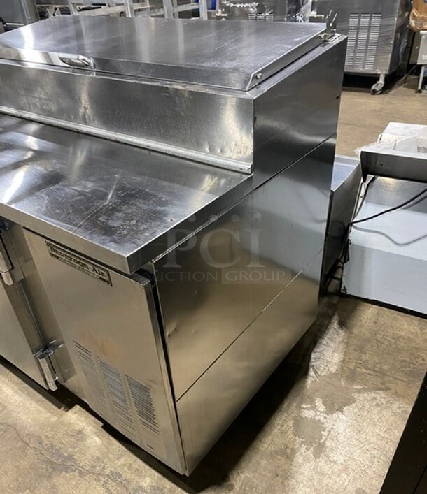NICE! Beverage Air Commercial Refrigerated Pizza Prep Table! With Single Door Underneath Storage Space! All Stainless Steel! On Casters! Model: DP46! 115V 1PH - Image 2 of 11