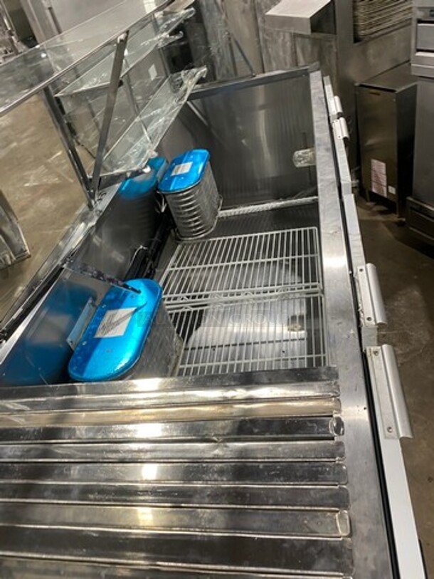 LATE MODEL! 2018 Leader Commercial Refrigerated Food Serving Station Counter/ Cold Pan! With Sneeze Guard! Stainless Steel Body! On Casters! Model: LM96SB SN: AB03M3002 115V 60HZ 1 Phase - Image 5 of 8
